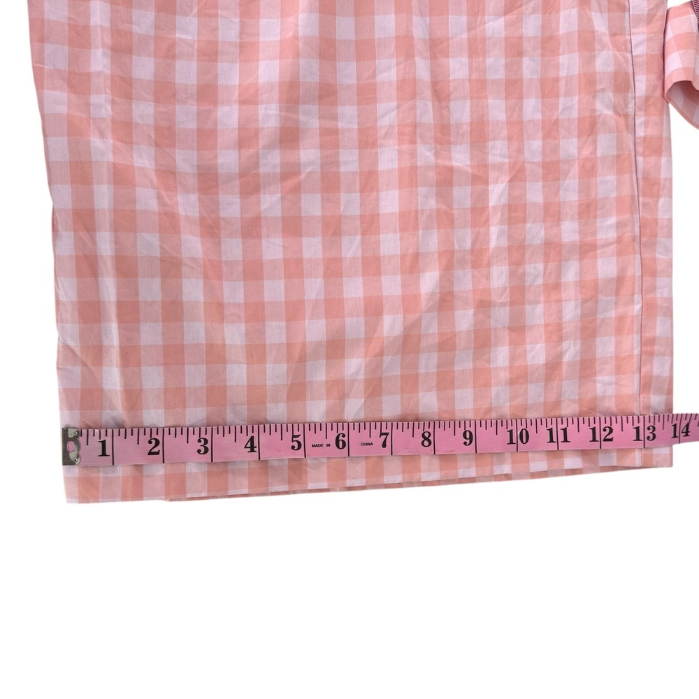 Bando Gingham Jumpsuit Wide Leg Belted Pink White Cotton Size 2X - Picture 9 of 12